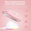 imageDAREU A950 Wireless Gaming Mouse with RGB Charging Dock88g Lightweight Programmable TriMode Wireless Mouse Gaming Up to 12K DPI1000Hz120Hrs Playtime with RGB Backlit Great for PC MacPink