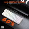 imageDAREU COOL60 60 Hall Effect Gaming Keyboard with Magnetic Switch SOCD 001mm Actuation Adjustable Rapid Trigger8000 Hz Polling Frosted Transparent Keycaps Hotswap RGB BacklitWhite
