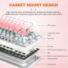 imageDAREU EK75PRO Sakura Pink Wireless Mechanical Gaming Keyboard75 Hot Swap Creamy Keyboard with KnobRGB BacklitGasket Custom StructureSide Printed PBT Keycaps24GhzBT51USBC for WinMACSakura Pink