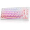 imageDAREU EK75PRO Sakura Pink Wireless Mechanical Gaming Keyboard75 Hot Swap Creamy Keyboard with KnobRGB BacklitGasket Custom StructureSide Printed PBT Keycaps24GhzBT51USBC for WinMACSakura Pink