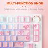 imageDAREU EK75PRO Sakura Pink Wireless Mechanical Gaming Keyboard75 Hot Swap Creamy Keyboard with KnobRGB BacklitGasket Custom StructureSide Printed PBT Keycaps24GhzBT51USBC for WinMACSakura Pink