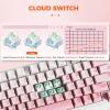imageDAREU EK75PRO Sakura Pink Wireless Mechanical Gaming Keyboard75 Hot Swap Creamy Keyboard with KnobRGB BacklitGasket Custom StructureSide Printed PBT Keycaps24GhzBT51USBC for WinMACSakura Pink