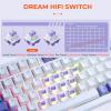 imageDAREU EK75PRO Sakura Pink Wireless Mechanical Gaming Keyboard75 Hot Swap Creamy Keyboard with KnobRGB BacklitGasket Custom StructureSide Printed PBT Keycaps24GhzBT51USBC for WinMACMystic Violet