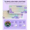 imageDAREU EK98PRO Wireless Mechanical Keyboard Gasket Hot Swappable Custom Prelubed Linear Switches Side Printed PBT Keycaps BT5024GHzUSBC RGB Backlit Gaming Keyboard for WinMacMystic Violet
