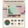 imageDAREU EK98PRO Wireless Mechanical Keyboard Gasket Hot Swappable Custom Prelubed Linear Switches Side Printed PBT Keycaps BT5024GHzUSBC RGB Backlit Gaming Keyboard for WinMacRetro Beige