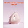 imageDAREU Ergonomic Vertical Wireless Mouse24GHz  BT Optical Vertical Mice with Ergo Design for Comfort and Reduced Wrist Strain3 MultiDevice Connectivity for ComputerPCLaptop Suit for Small HandPink