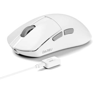 imageDAREU A950 Wing 8K Lightweight Wireless Gaming Mouse 123oz 35g Custom PAW3950 30K Optical Sensor WiredWireless Dual 8k Polling Rate Symmetrical 5 Programmable Buttons70H BatteryWhite
