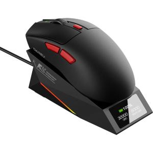 imageDAREU AE6 Pro Wireless Gaming Mouse Custom PAW3950 30K Sensor WirelessWired Dual 8K Polling Display Charging Dock Excimer Coating 59g Lightweight Symmetrical Programmable166H BatteryBlack