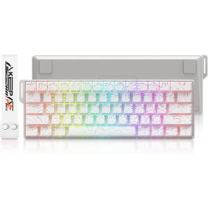 imageDAREU COOL60 60 Hall Effect Gaming Keyboard with Magnetic Switch SOCD 001mm Actuation Adjustable Rapid Trigger8000 Hz Polling Frosted Transparent Keycaps Hotswap RGB BacklitWhite