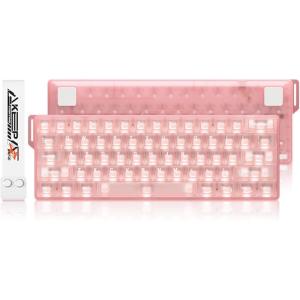 imageDAREU COOL60 60 Hall Effect Gaming Keyboard with Magnetic Switch SOCD 001mm Actuation Adjustable Rapid Trigger8000 Hz Polling Frosted Transparent Keycaps Hotswap RGB BacklitPink