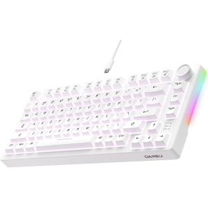 imageDAREU EK75 Wired Mechanical Keyboard75 Keyboard with Volume KnobGasket Mount Mechanical Gaming Keyboards81 Keys Rainbow SidelitPBT KeycapsLinear Dream Switch for PC Laptop  WhiteWhite