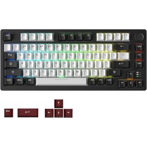 imageDAREU EK75PRO Sakura Pink Wireless Mechanical Gaming Keyboard75 Hot Swap Creamy Keyboard with KnobRGB BacklitGasket Custom StructureSide Printed PBT Keycaps24GhzBT51USBC for WinMACWhiteBlack