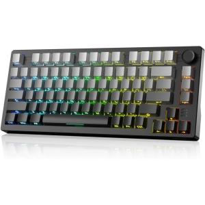 imageDAREU EK75PRO Sakura Pink Wireless Mechanical Gaming Keyboard75 Hot Swap Creamy Keyboard with KnobRGB BacklitGasket Custom StructureSide Printed PBT Keycaps24GhzBT51USBC for WinMACSide PrintedCloudy Aqua