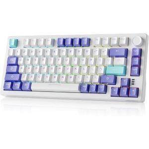 imageDAREU EK75PRO Sakura Pink Wireless Mechanical Gaming Keyboard75 Hot Swap Creamy Keyboard with KnobRGB BacklitGasket Custom StructureSide Printed PBT Keycaps24GhzBT51USBC for WinMACMystic Violet