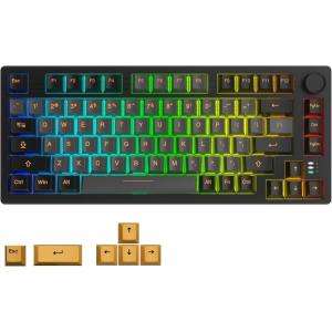 imageDAREU EK75PRO Sakura Pink Wireless Mechanical Gaming Keyboard75 Hot Swap Creamy Keyboard with KnobRGB BacklitGasket Custom StructureSide Printed PBT Keycaps24GhzBT51USBC for WinMACGreyBlack