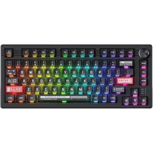 imageDAREU EK75RT Rapid Trigger Wired Gaming Keyboard Hall Effect Magnetic Switch Mechanical Keyboard Adjustable Actuation 75 TKL with Knob Magnetic Sensing RGB Backlit PBT Keycaps for FPSBlack