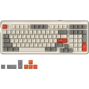 imageDAREU EK98PRO Wireless Mechanical Keyboard Gasket Hot Swappable Custom Prelubed Linear Switches Side Printed PBT Keycaps BT5024GHzUSBC RGB Backlit Gaming Keyboard for WinMacRetro Beige