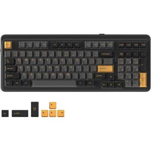 imageDAREU EK98PRO Wireless Mechanical Keyboard Gasket Hot Swappable Custom Prelubed Linear Switches Side Printed PBT Keycaps BT5024GHzUSBC RGB Backlit Gaming Keyboard for WinMacBlack