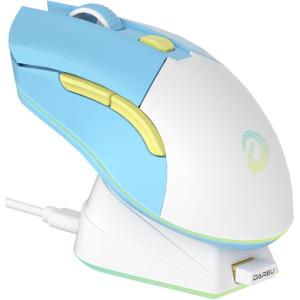 imageDAREU EM901X Wireless Gaming Mouse with Charging Dock Rechargeable RGB12K DPI7 Programmable Buttons HighPrecision Sensor 300IPS 1000Hz for PC Notebook MacBlue Charging Dock