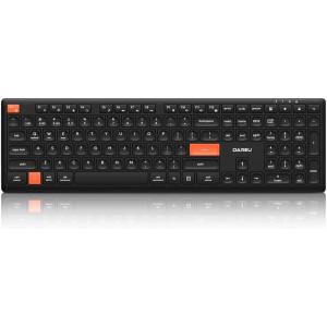 imageDAREU Wireless Rechargeable Keyboard Slim Wireless Keyboard 4Device Free Switching24GBT with 12 Multimedia Keys for ComputerDesktopPCLaptopPhone and Windows 1110Full Size