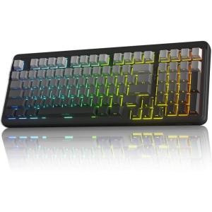 imageDAREU EK98pro Sakura Pink Wireless Mechanical KeyboardTriMode BT24GHzUSBC Creamy Gaming Keyboard with Number PadGasket StructureHot Swappable CustomRGB Backlit for WinMacSide PrintedCloudy Aqua