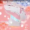 imageDAREU EK98pro Sakura Pink Wireless Mechanical Keyboard and Wireless Gaming Mouse with Charging Dock ComboCloud Switch