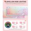 imageDAREU EK98pro Sakura Pink Wireless Mechanical Keyboard and Wireless Gaming Mouse with Charging Dock ComboHiFi Dream Switch