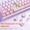 imageDAREU COOL68 60 Sakura Pink Wired Gaming Keyboard Rapid Trigger Magnetic Switch Keyboard with 8000Hz Polling Rate Adjustable Actuation 01ms Latency SOCD Gasket Mount Hot swappable RGB LightSakura Pink