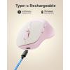imageDAREU Wireless Mouse for Small to Medium Sized Hands Silent Click USBC Rechargeable Wireless Mouse Computer Mouse with 6 Buttons USBBT1BT2 3 Devices for Laptop PC iPad Mac  Whitepink