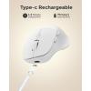 imageDAREU Wireless Mouse for Small to Medium Sized Hands Silent Click USBC Rechargeable Wireless Mouse Computer Mouse with 6 Buttons USBBT1BT2 3 Devices for Laptop PC iPad Mac  Whitewhite